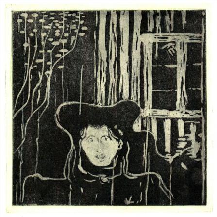 Zitat: Edward Munch, Zweiplattendruck, 13,5 x 13,5 cm 